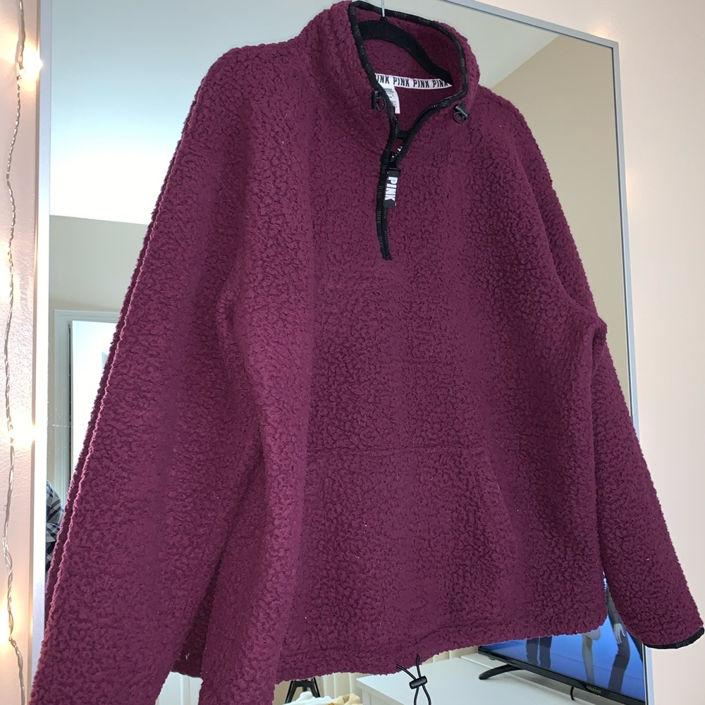PINK Victoria’s Secret Quarter Zip Sherpa Pullover